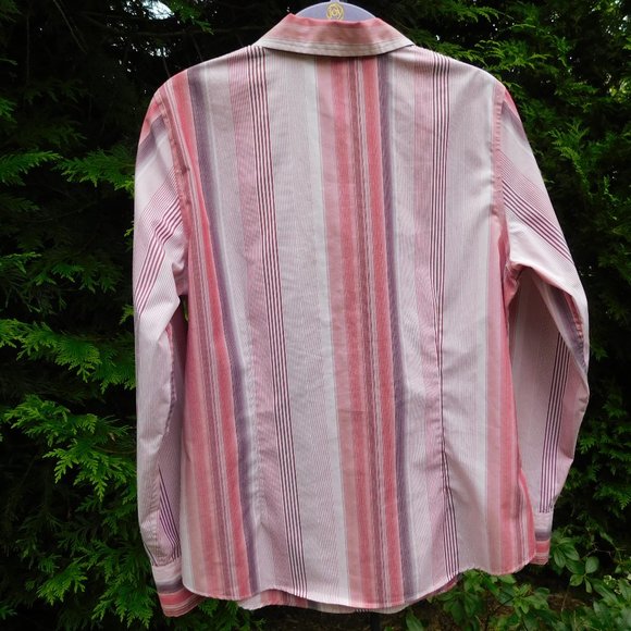 Charter Club Iron-Free Mauve & Purple Stripe Buttondown - Picture 3 of 3
